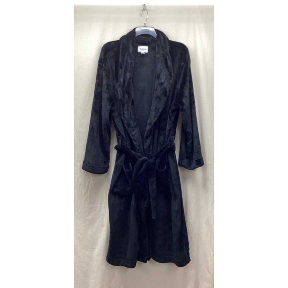 GOODFELLOW Women's (Size L/XL) Soft Collared Belted Long Sleeve Robe Black